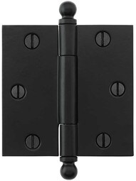 3 1/2-Inch Cast Iron Door Hinge With Ball Finials in Matte Black